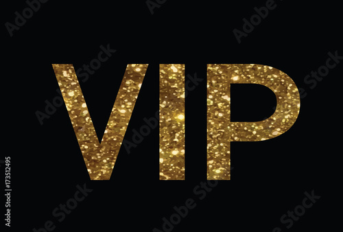 Luxury golden glitter of isolated hand writing word VIP