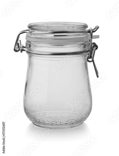 Glass jar with metal lock isolated