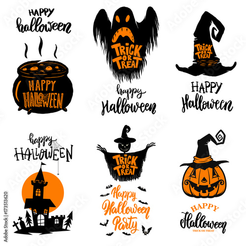 Set of halloween banners. Trick or treat. Halloween monsters.