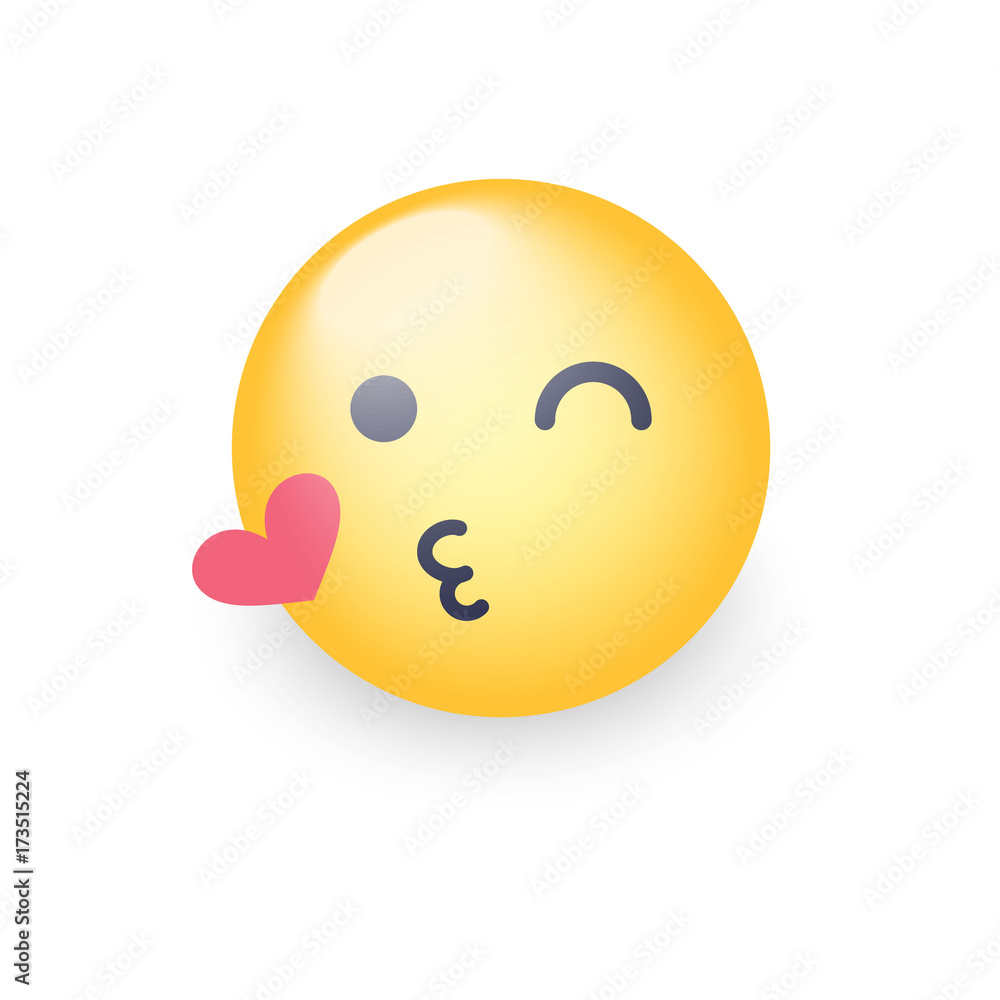 Emoticon face throwing a Kiss. Winking smiley with a heart. Happy loving emoji for applications and chat. Emoticon face throwing a Kiss. Winking smiley with a heart. Happy loving emoji for applications and chat.