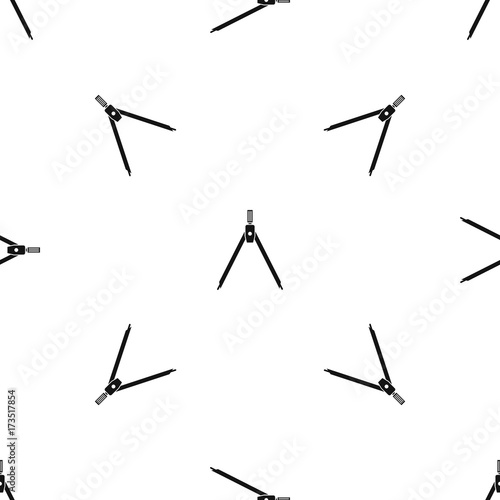 Drawing compass pattern seamless black