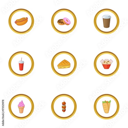 Free Download Tasty fast food icons set, cartoon style - GFXLoad