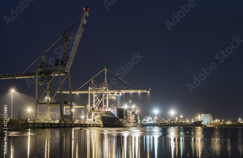 seaport at night, panorama