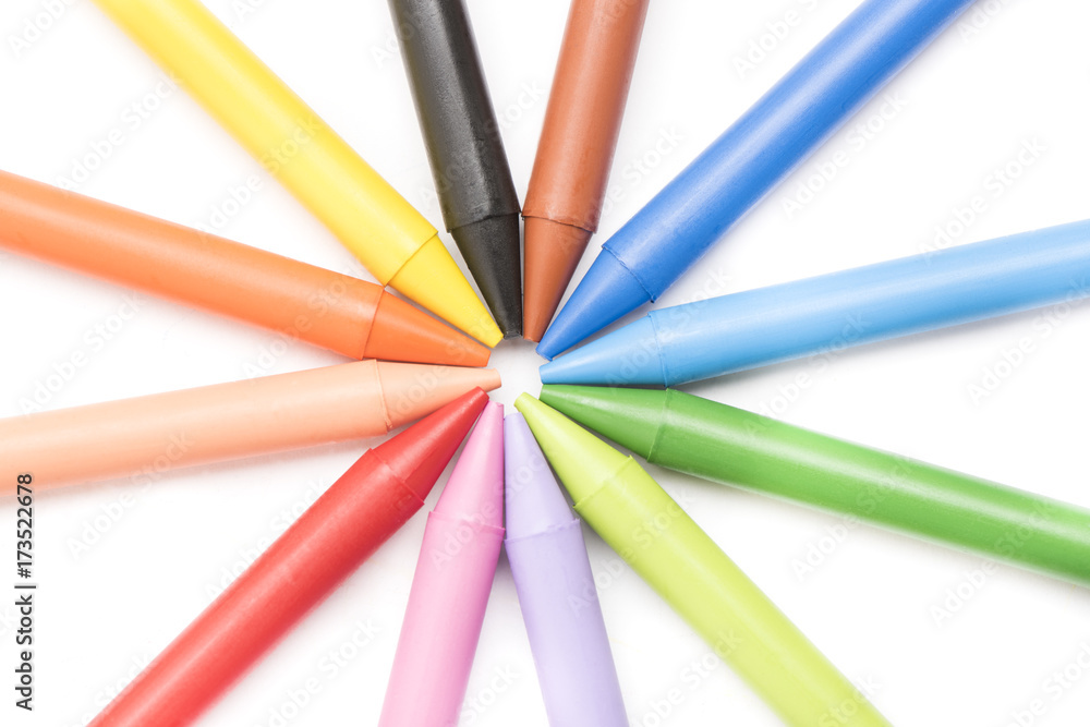 Group of colored crayons on white background Group of colored crayons on white background