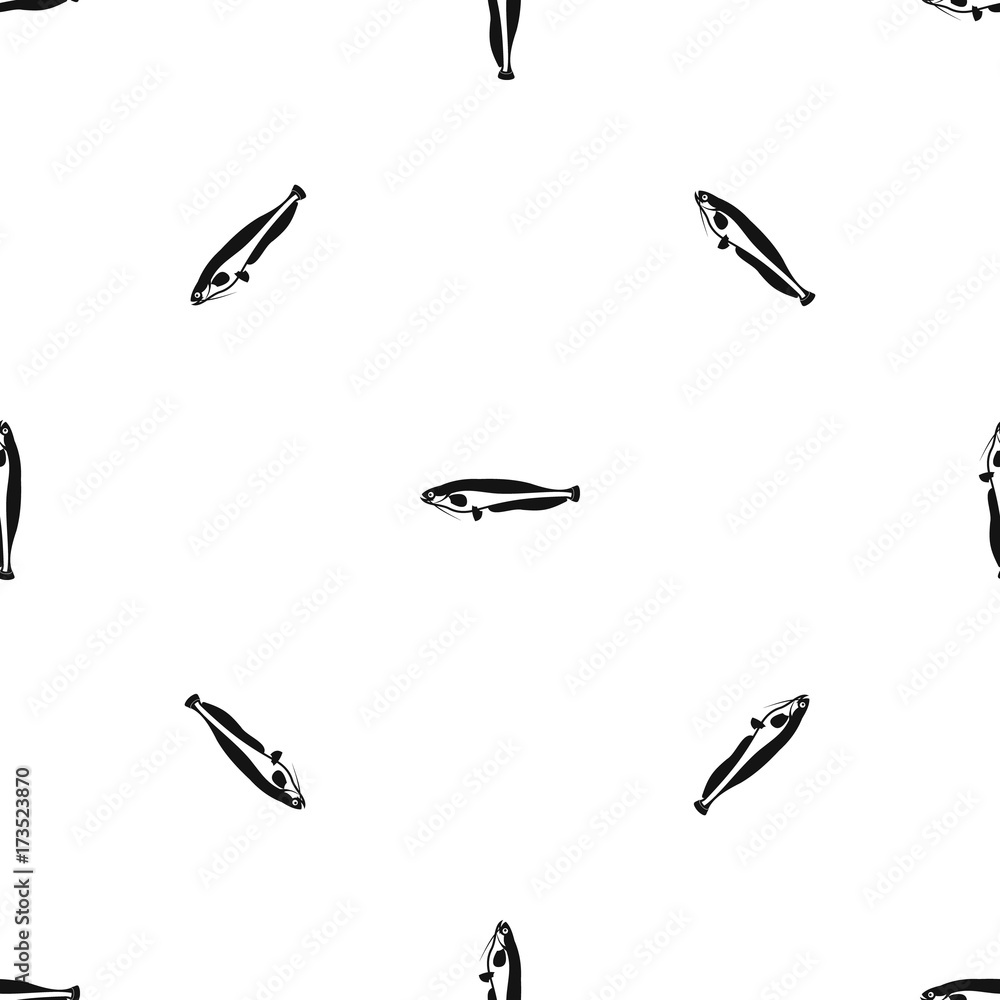 Atlantic mackerel, Scomber scombrus pattern seamless black