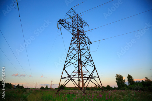 Look up High voltage of powertransmission towers photo