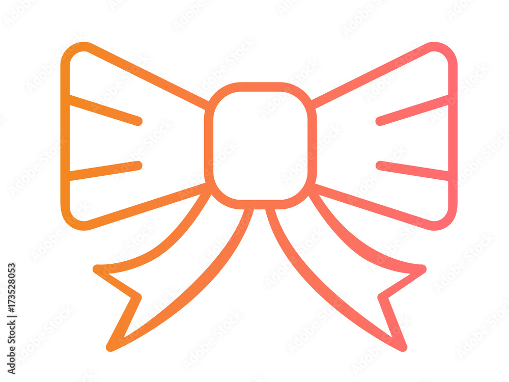 Vector golden glitter gift ribbon line icon Vector golden glitter gift ribbon line icon