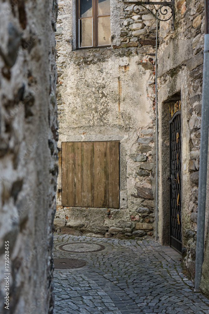 Fototapeta premium old stone houses and wall in historic acient city old town architecture stlye