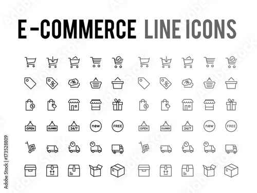 Online shopping vector line icon - app and mobile web responsive