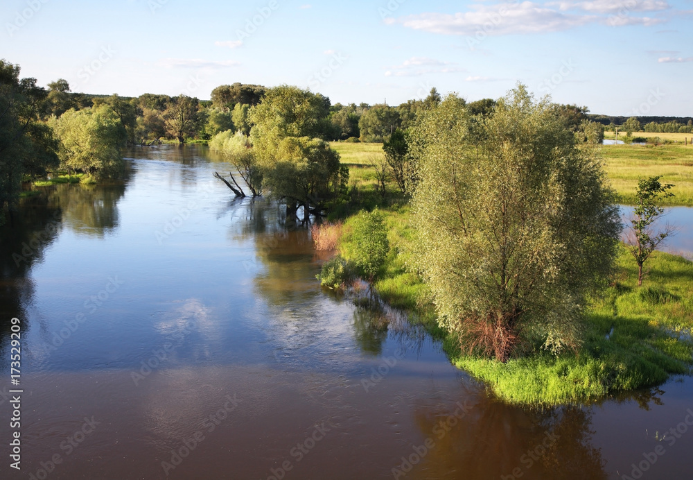 Vorona river in Borisoglebsk. Russia