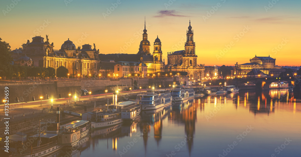 Panoramic image of Dresden, Germany-retro,vintage