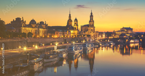 Panoramic image of Dresden  Germany-retro vintage