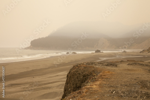 Smoky Beach From Oregon Wildfires