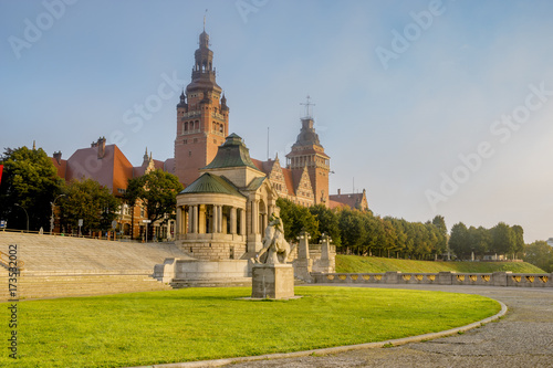 Szczecin, Poland-September 2017: Haken terraces in morning mist