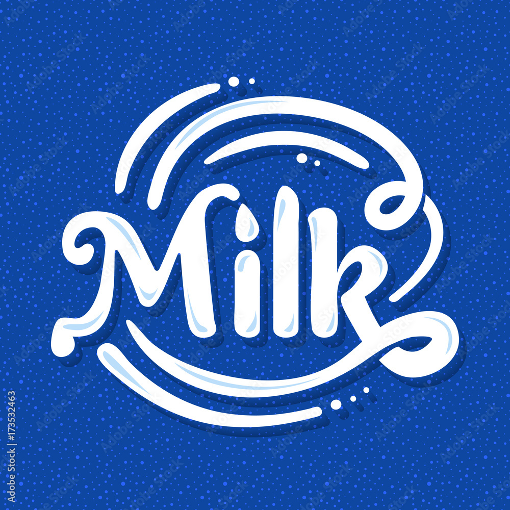 Milk logo concept on blue background. Vector illustration. Stock Vector
