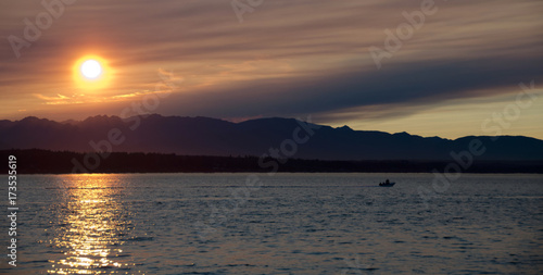 Picturesque sunset in Puget Sound photo