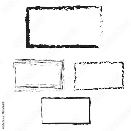 Wallpaper Mural Rough grunge distressed ink vector image border frames. Rough frame texture, illustration of decorative border frame Torontodigital.ca