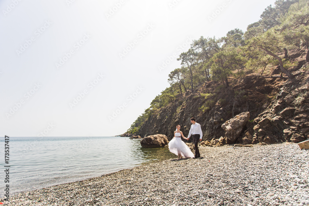 Couple Love Beach Romance Togetherness Concept Couple Love Beach Romance Togetherness Concept