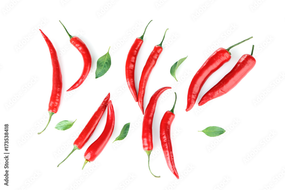 Chili peppers on white background Chili peppers on white background