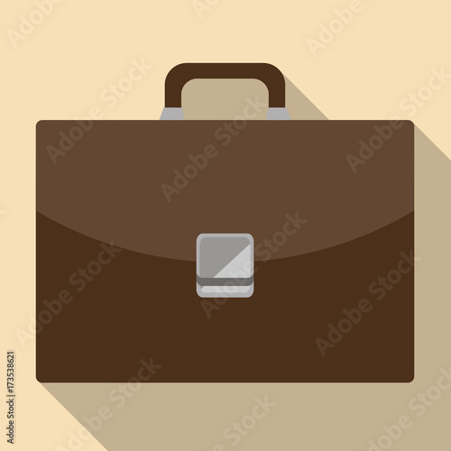 vector brown briefcase icon in flat style