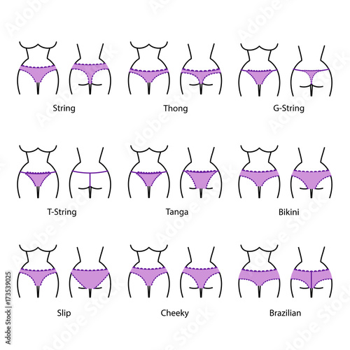 Kinds of female panties. Icon types of pants. Kind of women's underpants