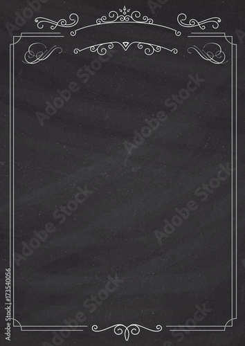 Ornamental retro border and blackboard textured background