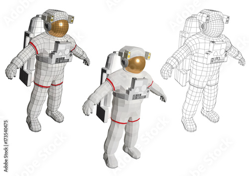 astronaut standing and equipped with his extravehicular mobility unit