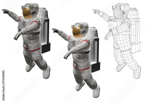 astronaut in spacewalk with extravehicular mobility unit outside the spacecraft