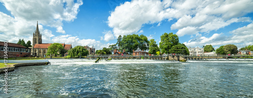 Summer panoramic landscape of Thames river in Marlow photo
