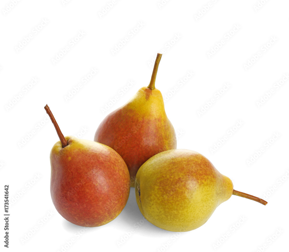 Delicious ripe pears on white background Delicious ripe pears on white background
