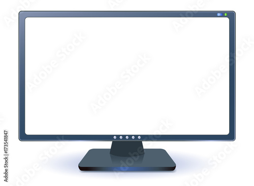 Computer monitors with empty white screen isolated on white background