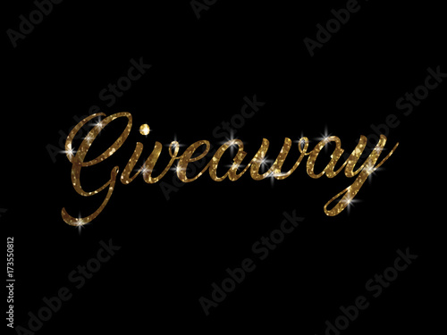 Golden glitter of isolated hand writing word GIVEAWAY