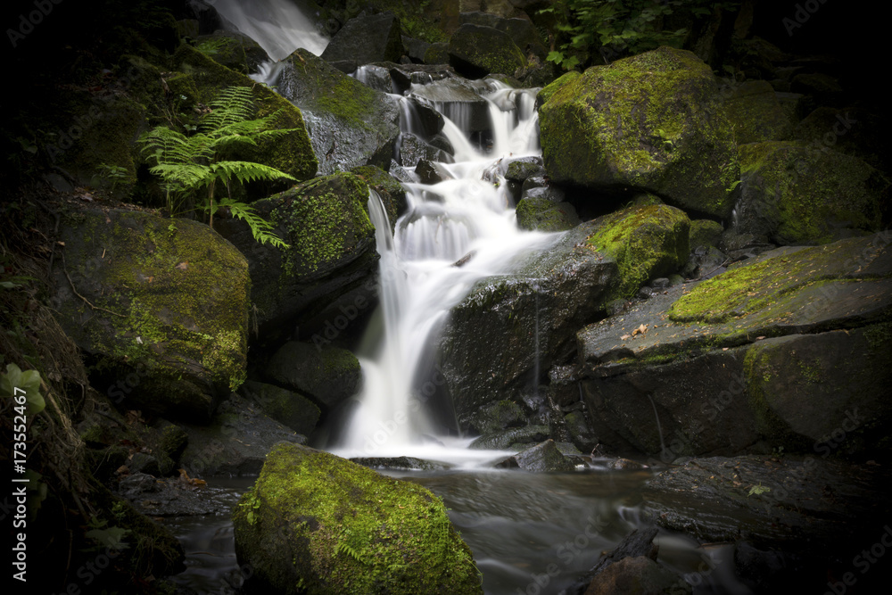 Waterfall in the Lumsdale Valley, Matlock, Derbyshire, Peak District, EnglandWaterfall in the Lumsdale Valley, Matlock, Derbyshire, Peak District, England