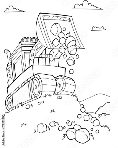 Cute Bulldozer Construction Vector Illustration Art