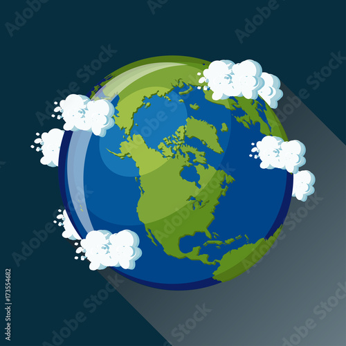 North America map on planet Earth, view from space.