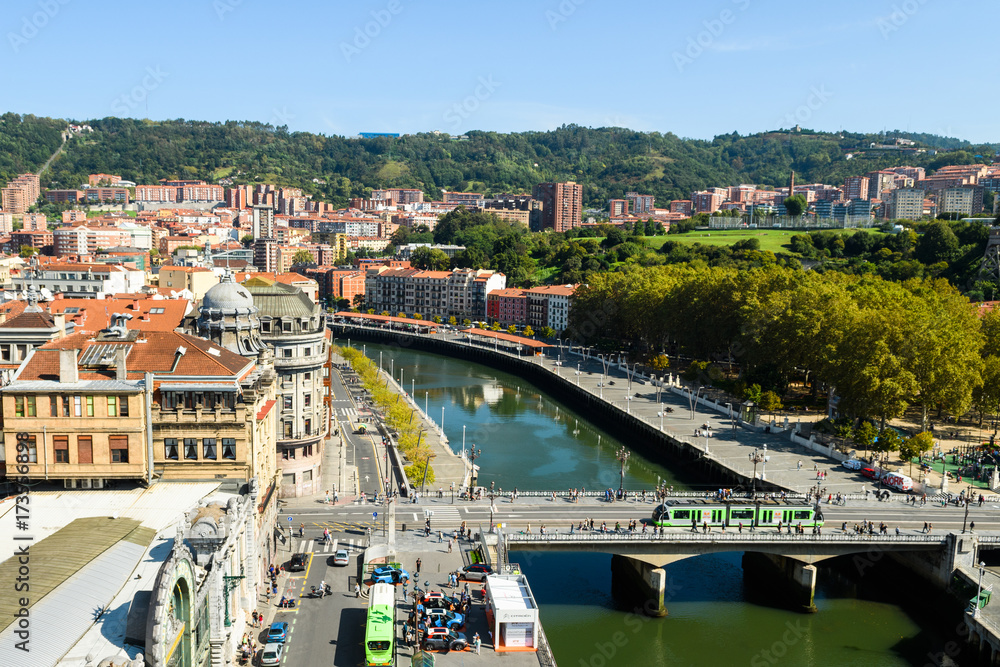 Obraz premium panoramic views to bilbao old town, Spain
