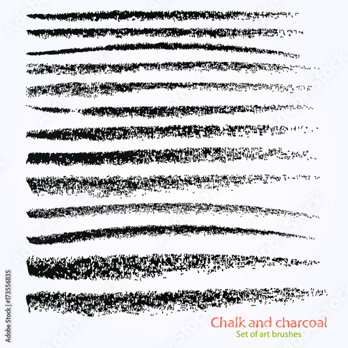 Vintage vector brush on the blackboard. Chalk marks and coal. Grainy texture. Samples are saved in the file palette. High resolution image. Template for registration of design projects.