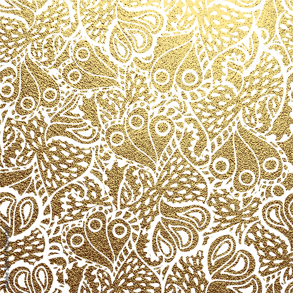 Vector gold floral ornaments background.