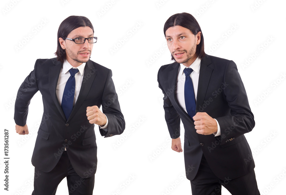 Businessman rushing isolated on the white background Businessman rushing isolated on the white background