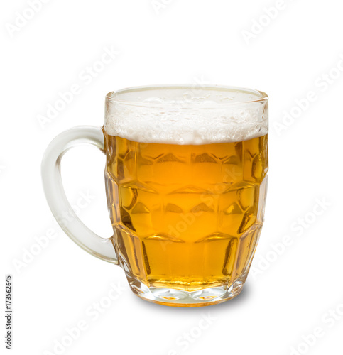 A glass of beer on white