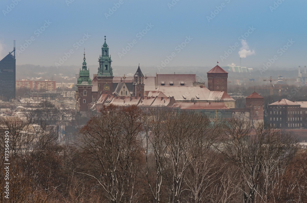 Krakow, Poland, Wawel Castle in the winter