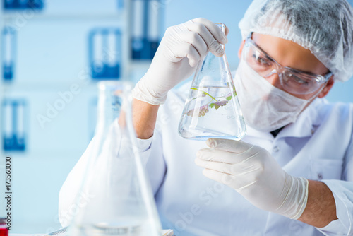 Biotechnology concept with scientist in lab