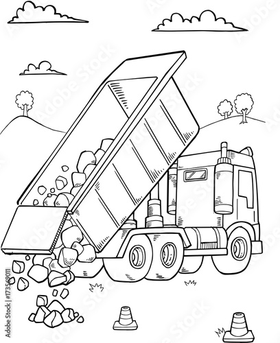 Dump Truck Construction Vector Illustration Art