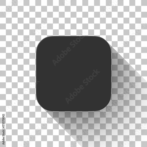 Black icon, blank button template, mock-up with flat designed shadow and transparent background for design concepts, apps, applications, internet sites, web, user interfaces, UI. Vector.