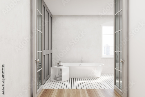 White bathroom  white tub