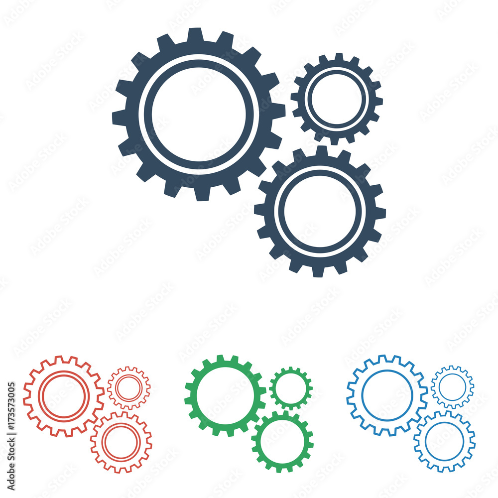 Set of gear icons - simple flat design isolated on white background, vector