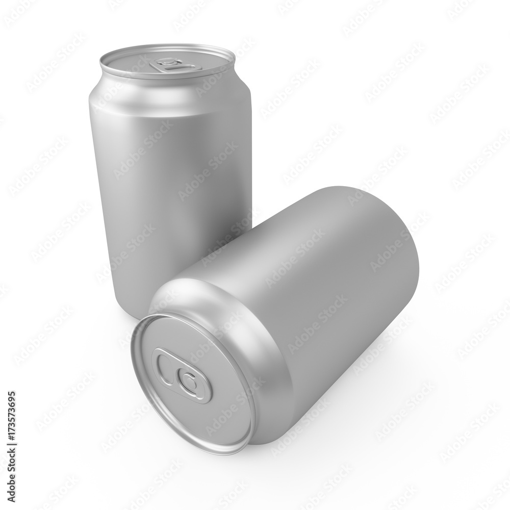 3d rendering of two aluminum cans over white background 3d rendering of two aluminum cans over white background