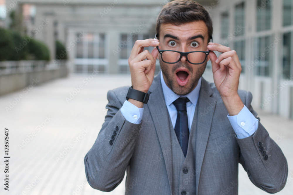 Surprised man with glasses close up Surprised man with glasses close up