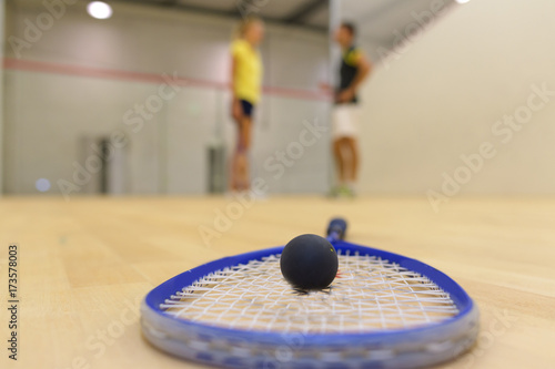 close-up of squash racket