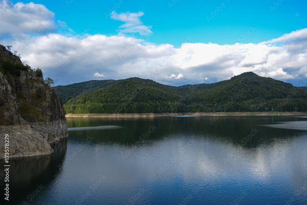 The Vidraru lake and dam in Romania The Vidraru lake and dam in Romania